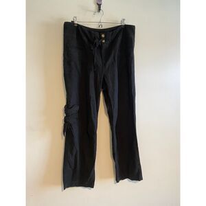 Soft Surroundings Women's Linen Cargo with Drawstring Waistband/ Zipper Fly